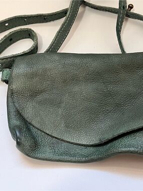 Free People Leather Crossbody Belt Bag in Sage Green